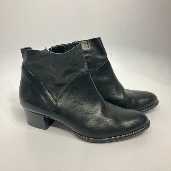 Paul Green Nelly block heel booties black leather ankle boots size 6 - Picture 2 of 9
